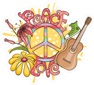 Peace and Love Hippie Sticker