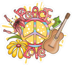 Peace and Love Hippie Sticker