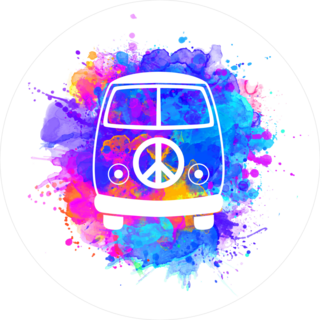 Peace and Love Watercolor Hippie Van Splatter Sticker