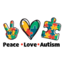 Peace Love Autism Puzzle Piece Lettering Sticker