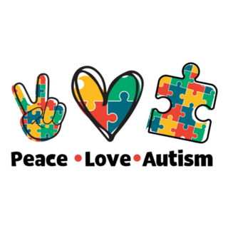 Peace Love Autism Puzzle Piece Lettering Sticker