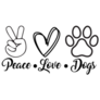 Peace Love Dogs Heart Sticker