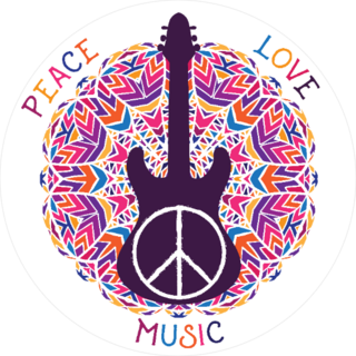 Peace Love Music Hippie Circle Sticker