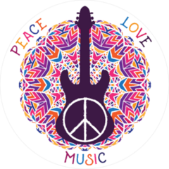 Peace Love Music Hippie Circle Sticker