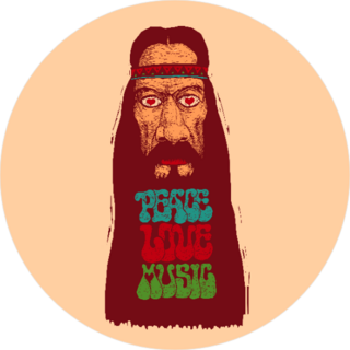 Peace Love Music Long Bearded Hippie Sticker
