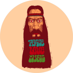 Peace Love Music Long Bearded Hippie Sticker