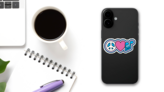 Peace Love Music Sticker on a Phone (New) example