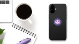 Peace Sign Mandala Hippie Sticker on a Phone (New) example