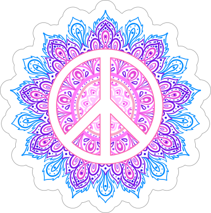 Peace Sign Mandala Hippie Sticker