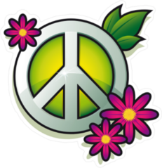 Peace Sign With Pink Flowers Sticker