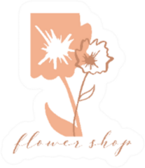Peach Flower Shop Illustration Florist Lettering Sticker