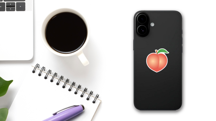 Peach Fruit Sticker on a Phone (New) example