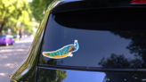 Peacock Bird Isolated Watercolor Illustration Sticker on a Rear Car Window (New) example