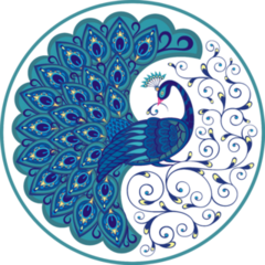 Peacock Drawing Fantasy Bird In Circle Sticker