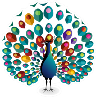 Peacock Illustration Sticker