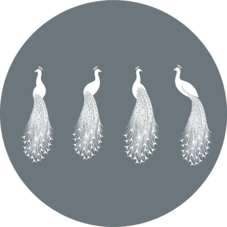 Peacock White Illustrations On Grey Sticker