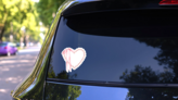 Pearl Heart Coquette Sticker on a Rear Car Window (New) example