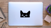 Peeking Curious Cat Sticker on a Laptop (New) example