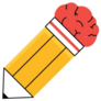 Pencil Brain Icon Sticker