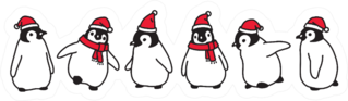 Penguin Christmas Santa Claus Hats Icon Sticker