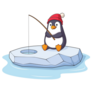 Penguin Fishing Sticker