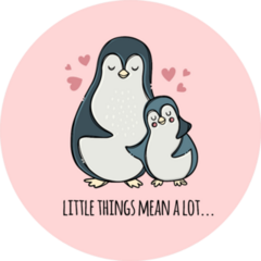 Penguin Hugs His Son Little Things Mean A Lot Pink Sticker