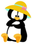 Penguin In Summer Hat Illustration Sticker