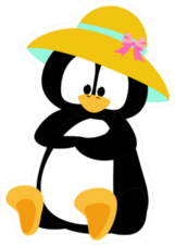 Penguin In Summer Hat Illustration Sticker