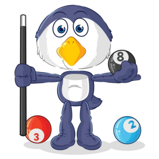 Penguin Plays Billiard Sticker
