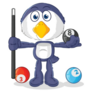 Penguin Plays Billiard Sticker