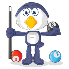 Penguin Plays Billiard Sticker