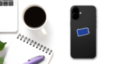 Pennsylvania Map Blue Color Sticker on a Phone (New) example