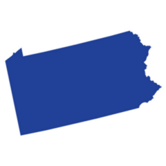 Pennsylvania Map Blue Color Sticker