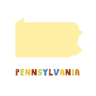 Pennsylvania Map Doodling Style Lettering Sticker