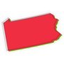 Pennsylvania Map Red, Green Outline Sketch Sticker