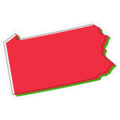 Pennsylvania Map Red, Green Outline Sketch Sticker