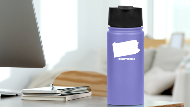 Pennsylvania State Sticker on a Water Bottle (New) example