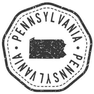 Pennsylvania, Usa Map Stamp Retro Postmark Sticker