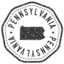 Pennsylvania, Usa Map Stamp Retro Postmark Sticker