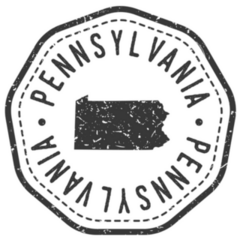 Pennsylvania, Usa Map Stamp Retro Postmark Sticker
