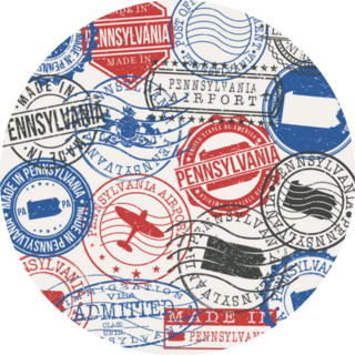 Pennsylvania, Usa Set Of Stamps Travel Passport Sticker