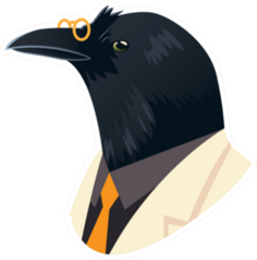 People Art Animal, Crow With Glasses Dressed In Suit Sticker