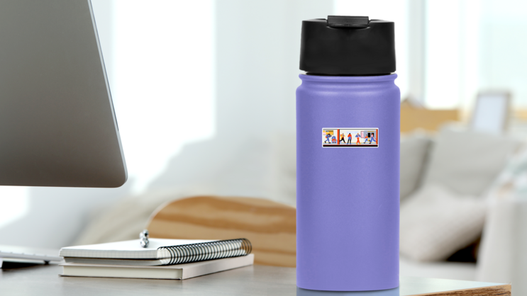 People At Subway Platform Tourists Travel Sticker on a Water Bottle (New) example