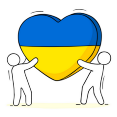 People Holding Heart With The Colors Of Ukraine Flag Sticker