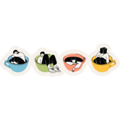 People In Coffee Cups Sticker