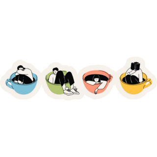 People In Coffee Cups Sticker