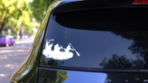 People River Rafting Sticker on a Rear Car Window (New) example