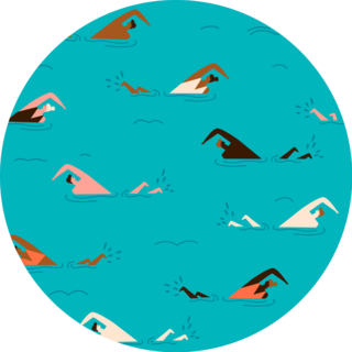 People Swimming Pattern Sticker