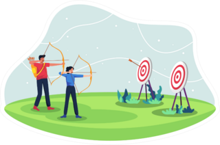 People With Bow Archery And Target Illustration Sticker