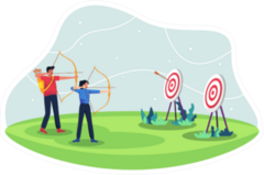 People With Bow Archery And Target Illustration Sticker